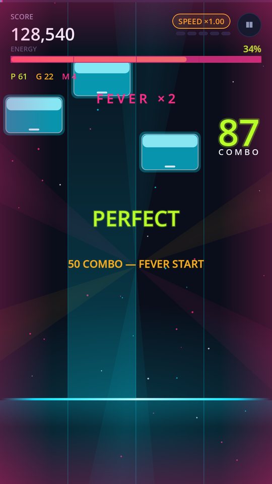 Neon Rush: Millisecond Beats — Gameplay during FEVER