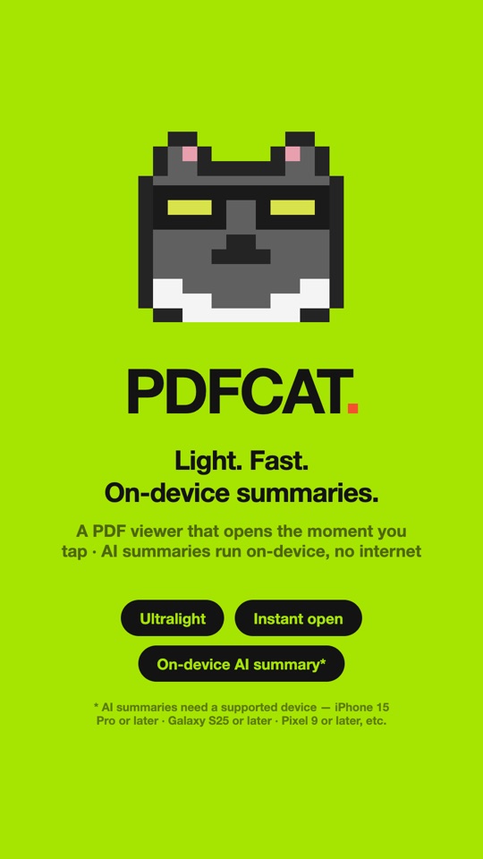 PDFCAT - PDF Viewer & AI Summary — Screens 1