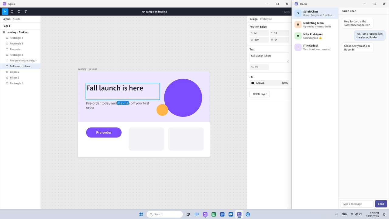 WINDESK screen — Designer — design tool, messenger